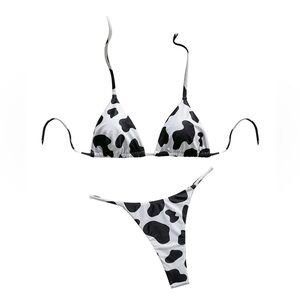Shenhe Two Piece String Bikini Swimsuit Women’s Size M Thong Cow Print Sexy